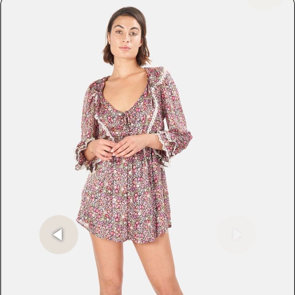 For Love & Lemons Grace Mini Dress in Multi M NWT Cottagecore Prairie Boho - Picture 10 of 10
